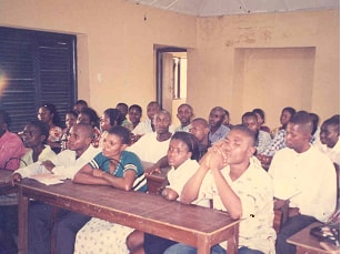 Students participating in a community learning session