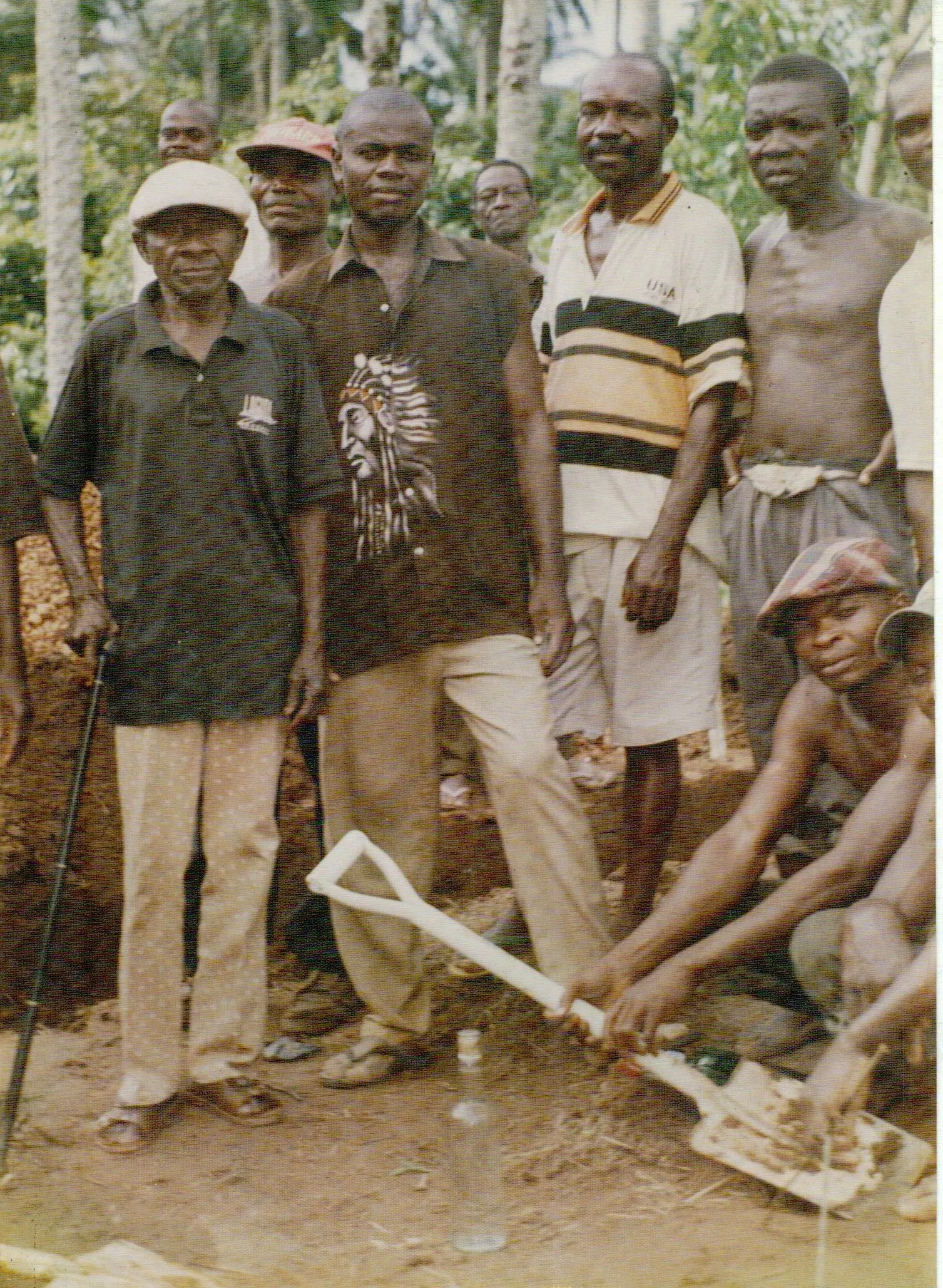 Community members working together on a field project